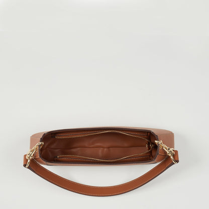 Emily Leather Baguette Bag East West Brown Purse