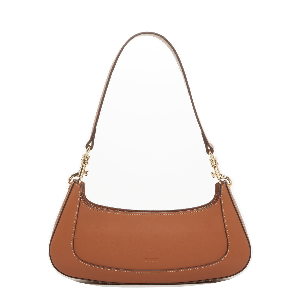 Emily Leather Baguette Bag East West Brown Purse