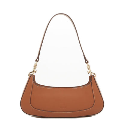 Emily Leather Baguette Bag East West Brown Purse