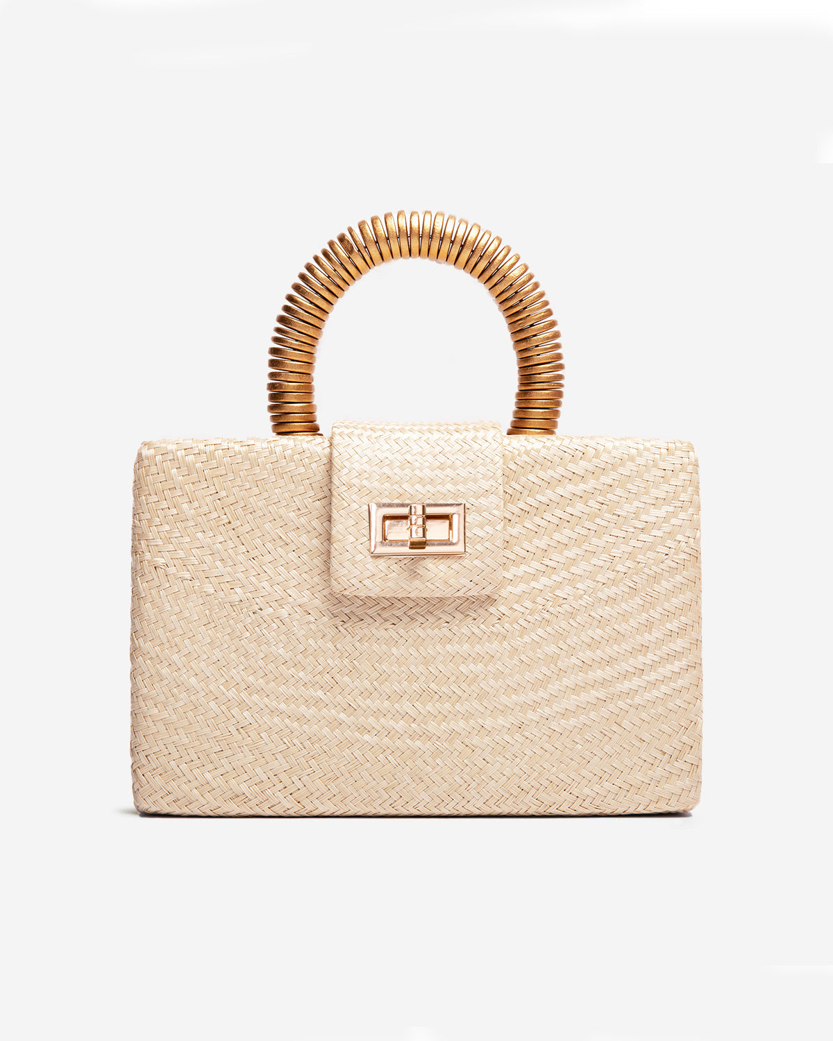 THE GRACIE Cream Woven Straw Clutch Bag