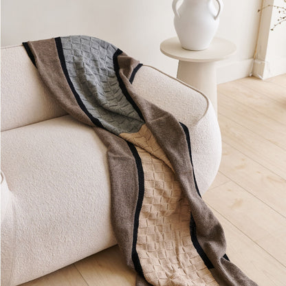 Plush Muhu Brown Gray Hand Knitted Alpaca Blanket Shawl