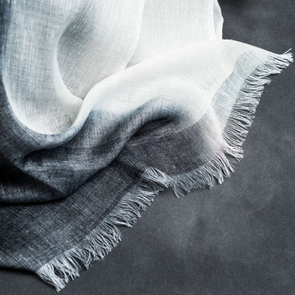 Granite Black White Ombre Linen Silk Handloom Scarf