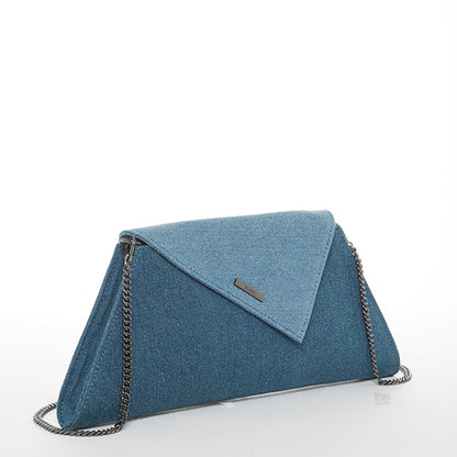 Denim Clutch Bag Two Tone Crossbody Evening Purse Unique Women's Handbag