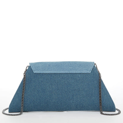Denim Clutch Bag Two Tone Crossbody Evening Purse Unique Women's Handbag