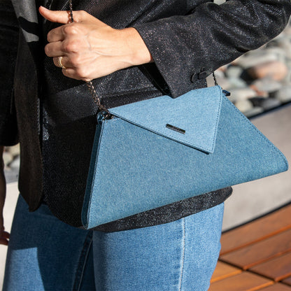 Denim Clutch Bag Two Tone Crossbody Evening Purse Unique Women's Handbag