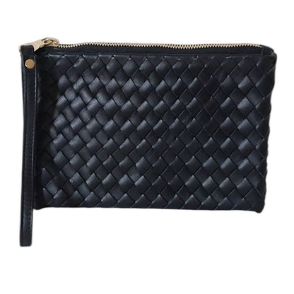 Woven Leather-Flat Zip Pouch