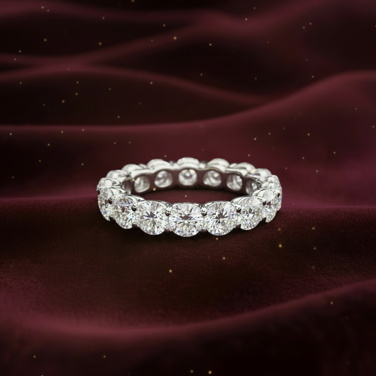 AGI Certified 2 CTW Round Lab Grown Diamond Eternity Band in 14K White Gold (F-VS)