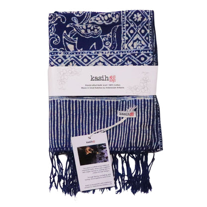 Handmade Batik Scarf - Cotton - Wings, Blue