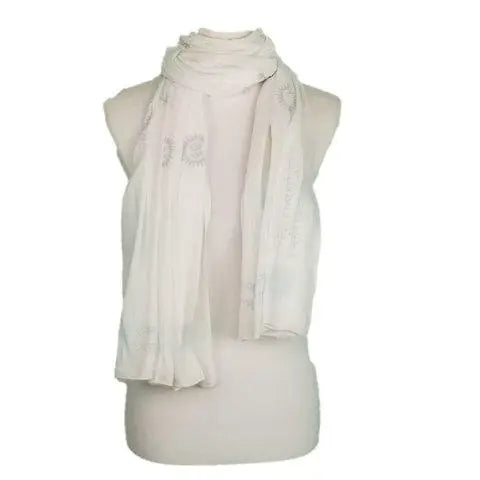 OMSutra Gayatri Mantra Prayer Shawl Handprinted  – Sacred OM Symbol – Cotton Meditation Wrap – 84" x 40"