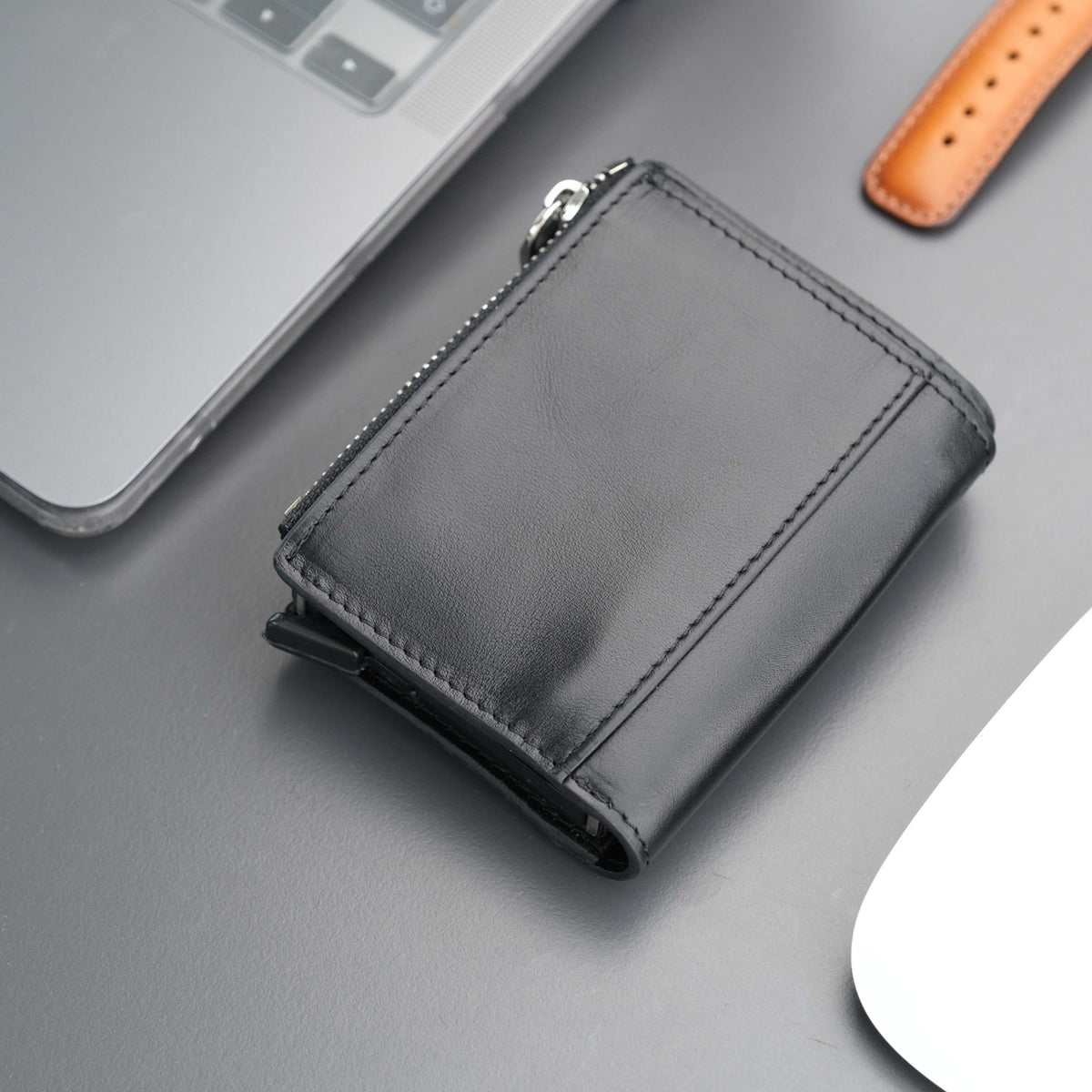 Glenrock Black Leather Pop-up Cardholder Wallet