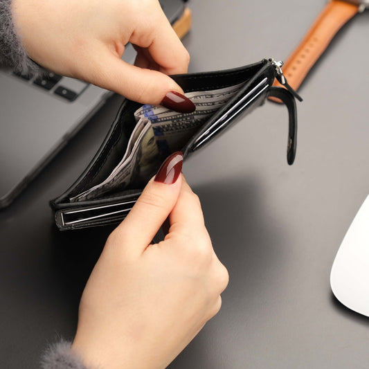 Glenrock Black Leather Pop-up Cardholder Wallet