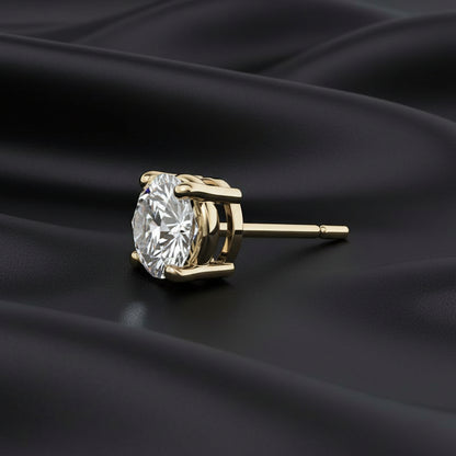 4.00 CTW AGI Certified Lab Grown Diamond Stud Earrings in 14K White or Yellow Gold - G Color VS Clarity