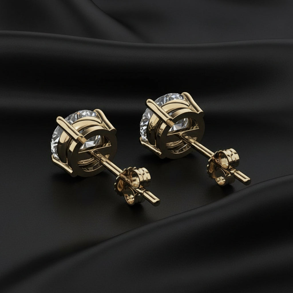 4.00 CTW AGI Certified Lab Grown Diamond Stud Earrings in 14K White or Yellow Gold - G Color VS Clarity