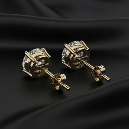 4.00 CTW AGI Certified Lab Grown Diamond Stud Earrings in 14K White or Yellow Gold - G Color VS Clarity