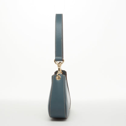 Emily Leather Baguette Bag East West Handbag Blue