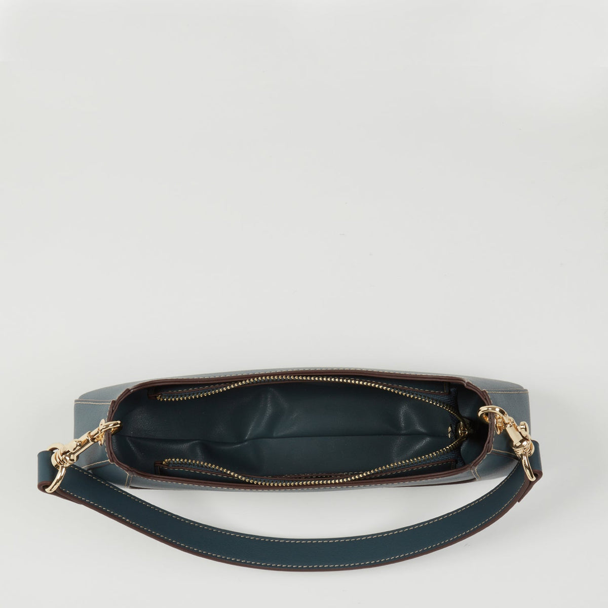 Emily Leather Baguette Bag East West Handbag Blue