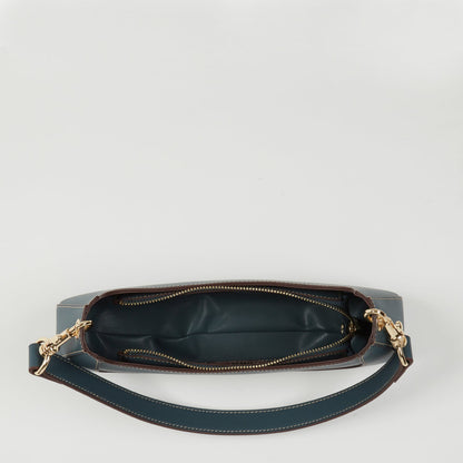 Emily Leather Baguette Bag East West Handbag Blue