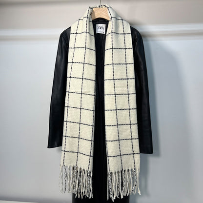 White Plaid Scarf