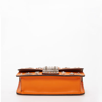 Studded Small Leather Crossbody Bag Orange Purse Cute Handbag  Women's Handbag