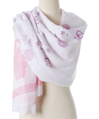 OMSutra OM Shanti Paisley hand printed Cotton Shawl