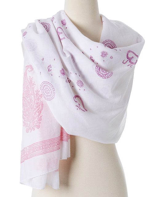 OMSutra OM Shanti Paisley hand printed Cotton Shawl