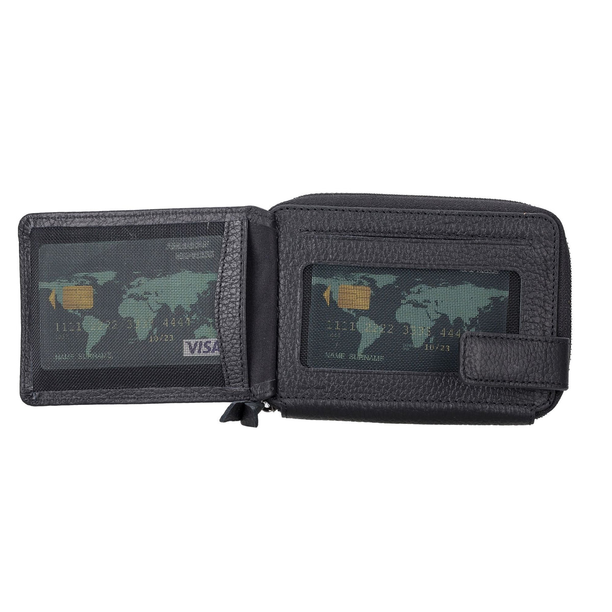 Powell Handmade Unisex Leather Wallet with Zippered Compartment