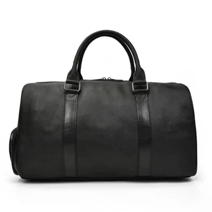 Black Pebbled Leather Weekender