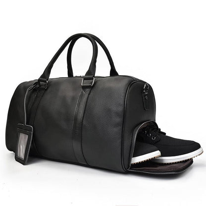 Black Pebbled Leather Weekender