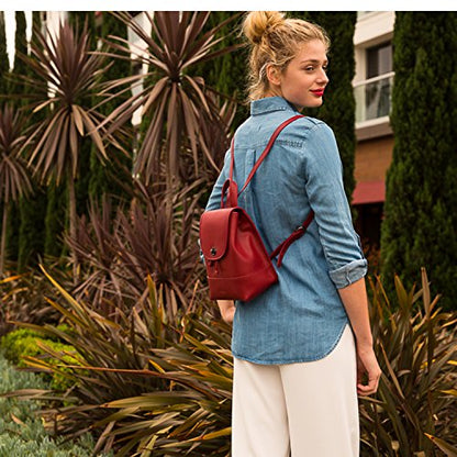 Nicole Brick Red Leather Backpack
