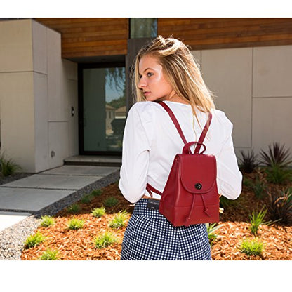 Nicole Brick Red Leather Backpack