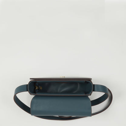 Leather Saddle Bag Blue Crossbody Purse