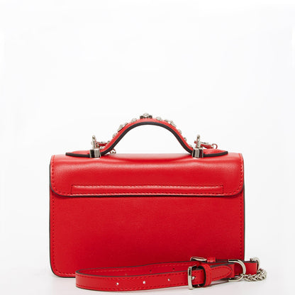 Studded Small Leather Crossbody Bag Red Purse