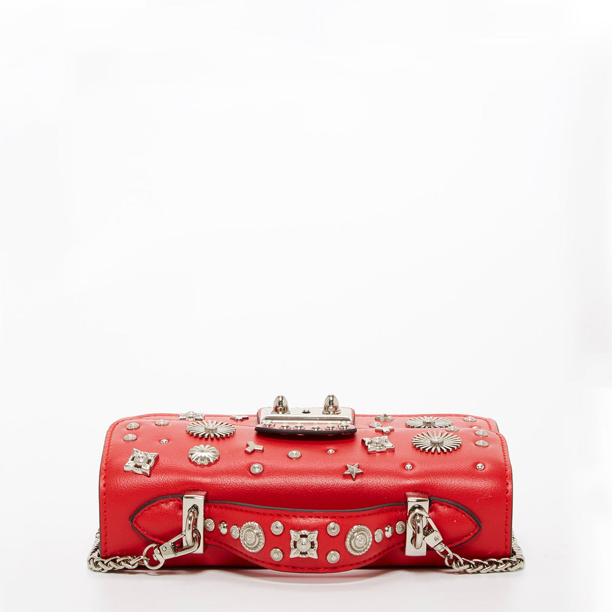 Studded Small Leather Crossbody Bag Red Purse