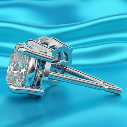 4.00 CTW AGI Certified Lab Grown Diamond Stud Earrings in 14K White or Yellow Gold - G Color VS Clarity