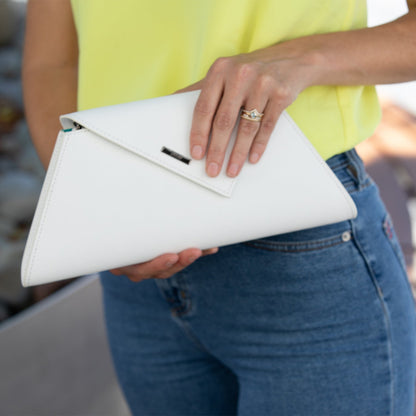 White Purse Leather Clutch Bag Crossbody Evening Purse Unique Women's Handbag