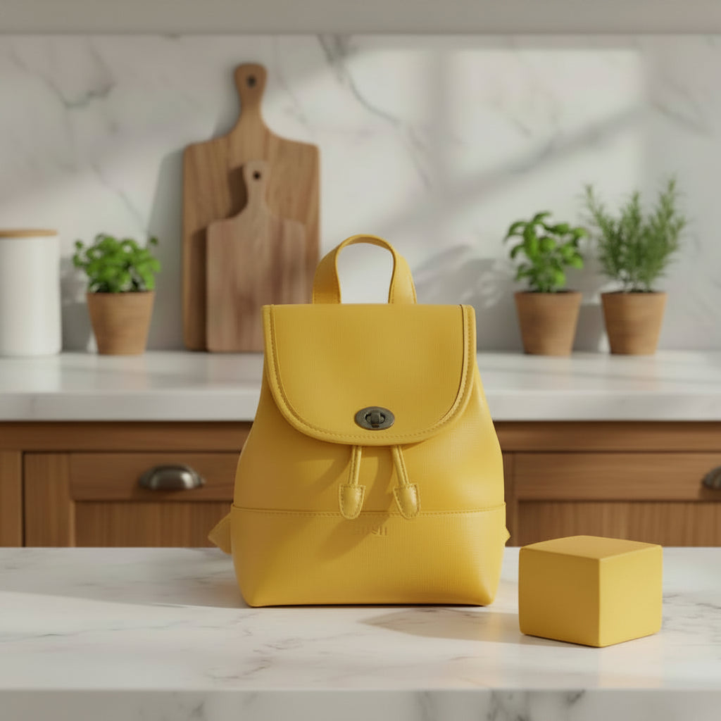 Nicole Yellow Leather Backpack